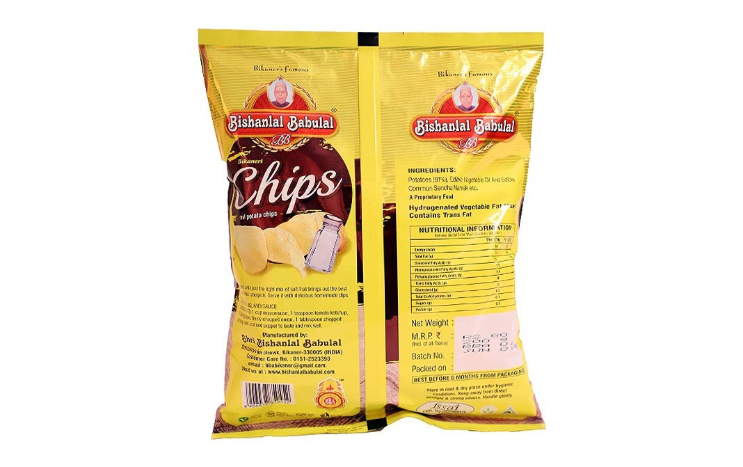 Bishanlal Babulai Bikaneri Chips, Real Potato Chips   Pack  200 grams
